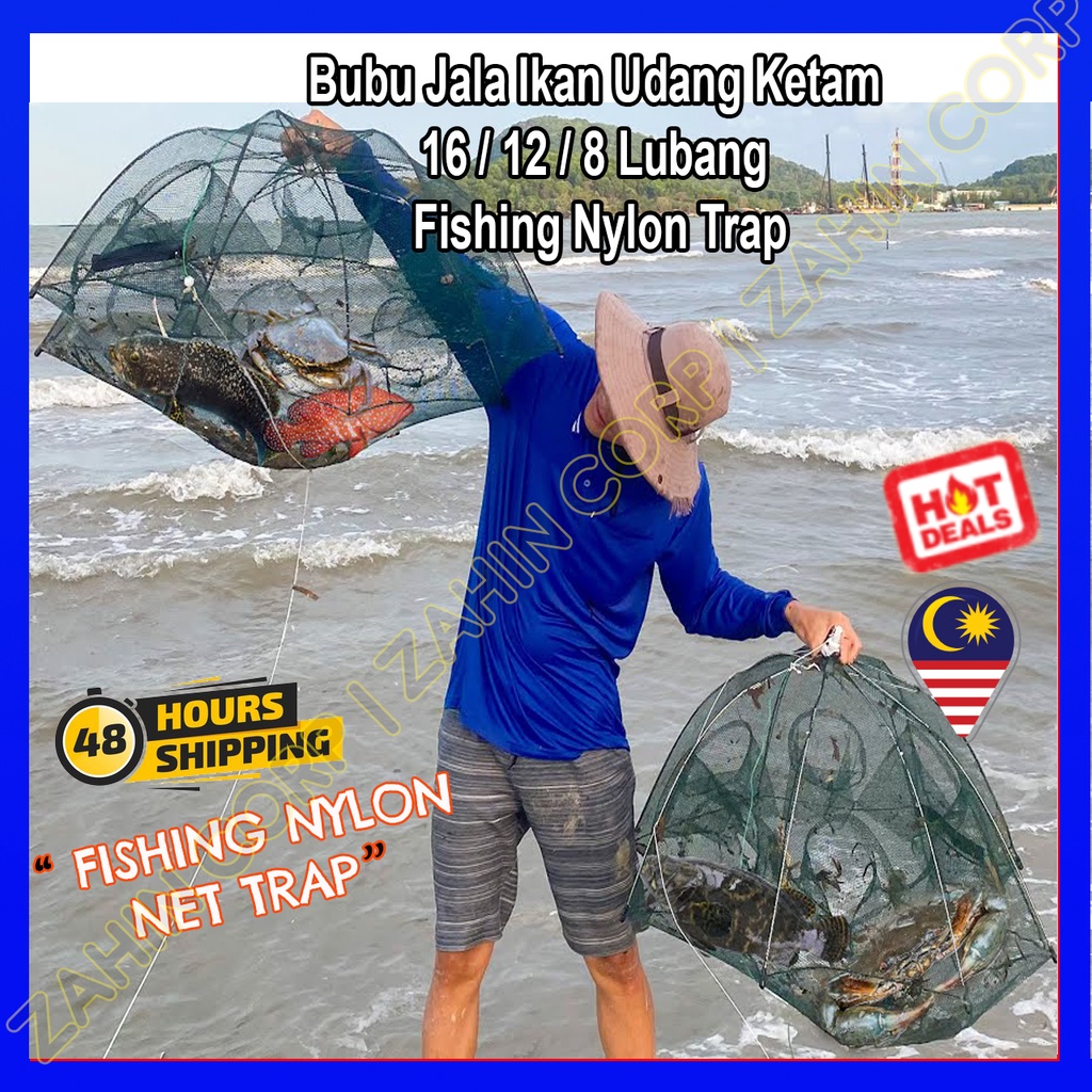 Bubu Jala Ikan Udang Ketam 16 Lubang Fishing Net Shrimp Cage Nylon Crab ...