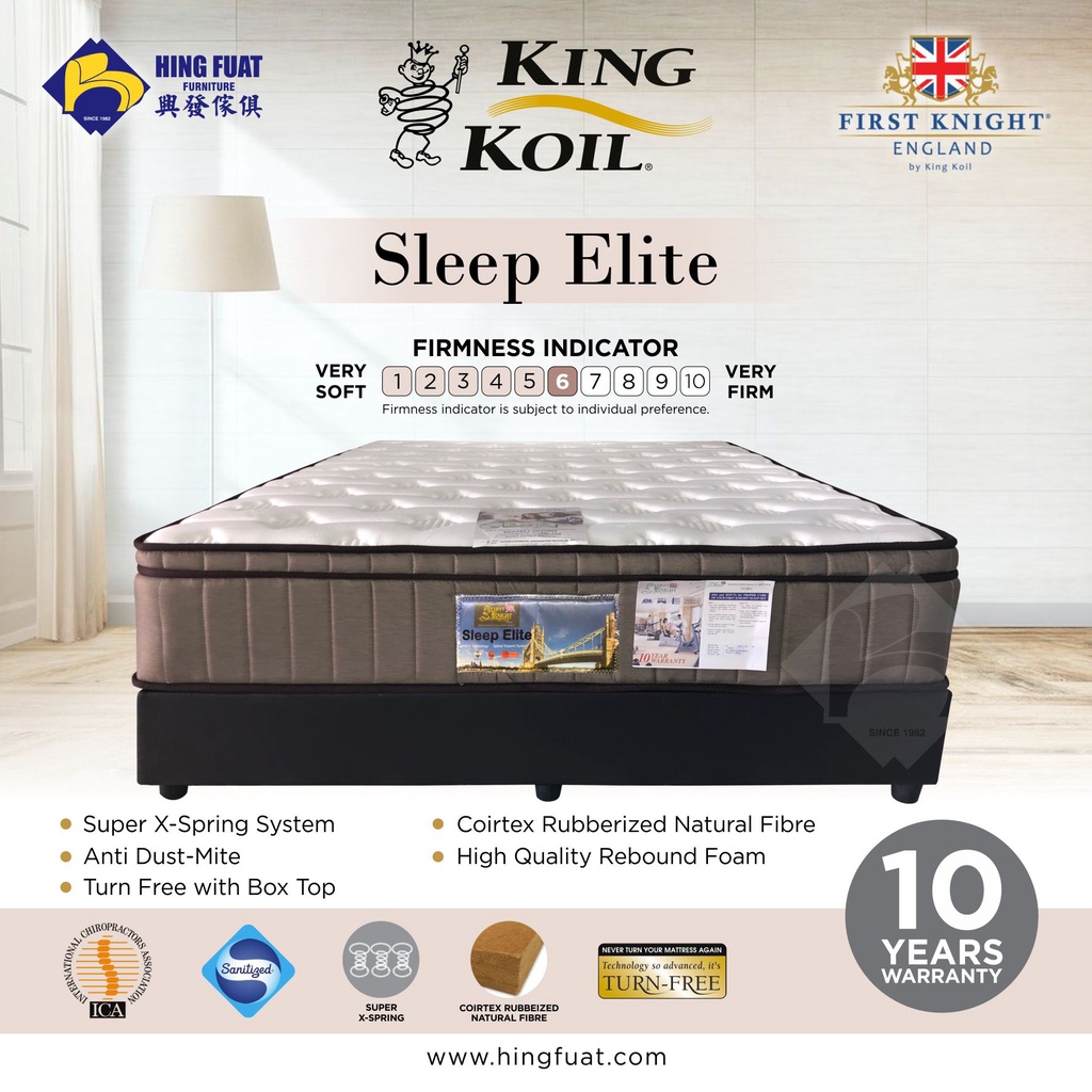 King Koil First Knight Sleep Elite Spring Mattress 12" Queen /King / 12" Tilam Spring King Koil Frist Knight Sleep Elite