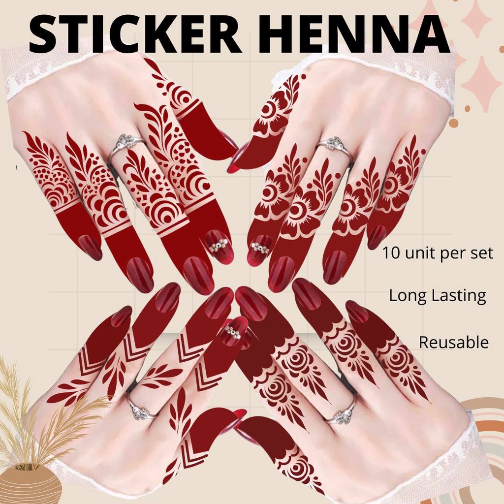 STICKER INAI CORAK JARI EXCLUSIVE 10 JARI/STICKER HENNA EXCLUSIVE ...