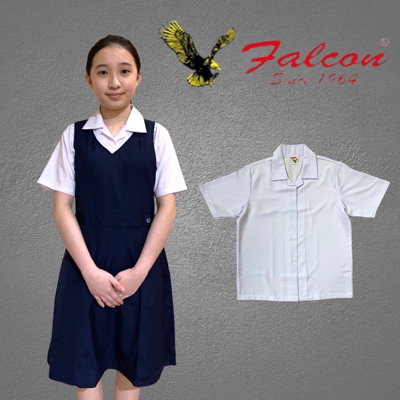 Falcon School Uniforms Girl Primary/Secondary School Short Sleeve White  Shirt Cotton/Koshibo