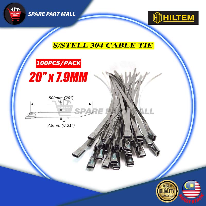 HILTEM STAINLESS STEEL / 304 CABLE TIE 8" 24" (100PCS)(4.6MM/ 7.9MM