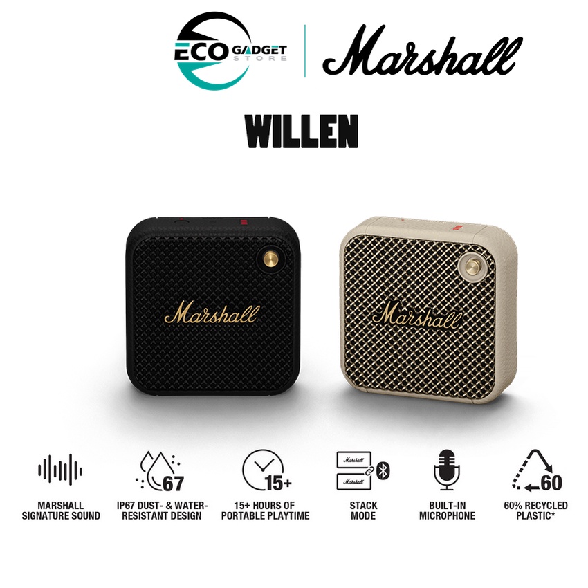 Marshall Willen Wireless Portable Speaker - IP67 | Mic | 15+ Hours ...