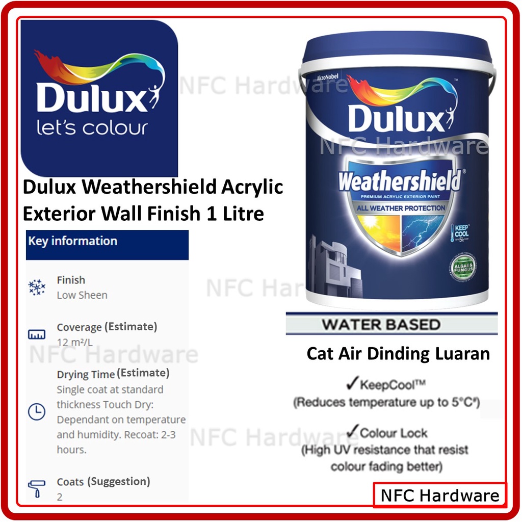 DULUX Weathershield Acrylic Exterior Wall Finish 1 Litre (Cat Air ...