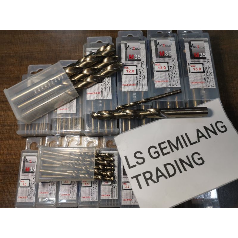 AKICUT M35 COBALT DRILL BIT 7-13mm 17/64''-1/2'' JAPAN HSS STANDARD ...