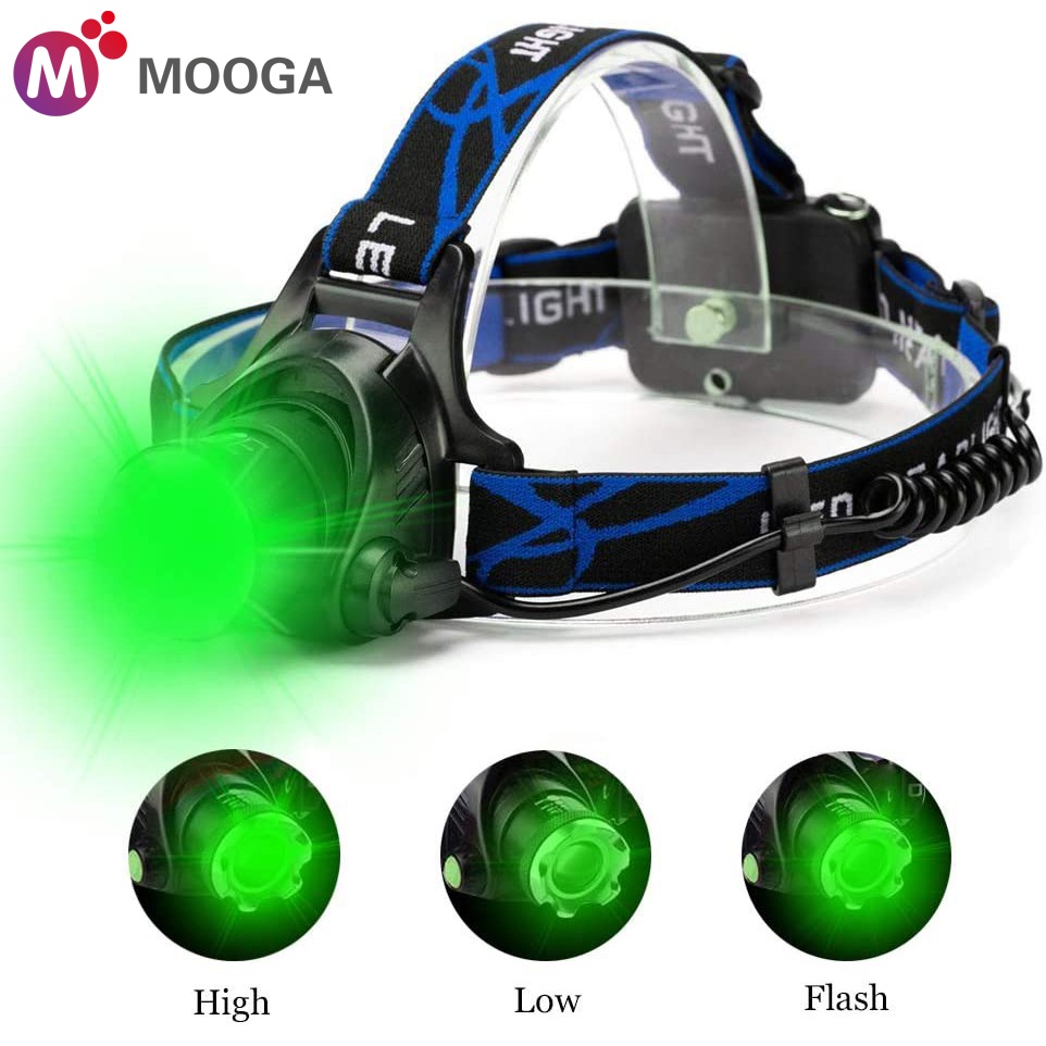 Ready Stock ❤️ Headlight Rechargeable Green Headlamp 1800 Lumens Scalable Hunting  LED Headlights Shopee Malaysia