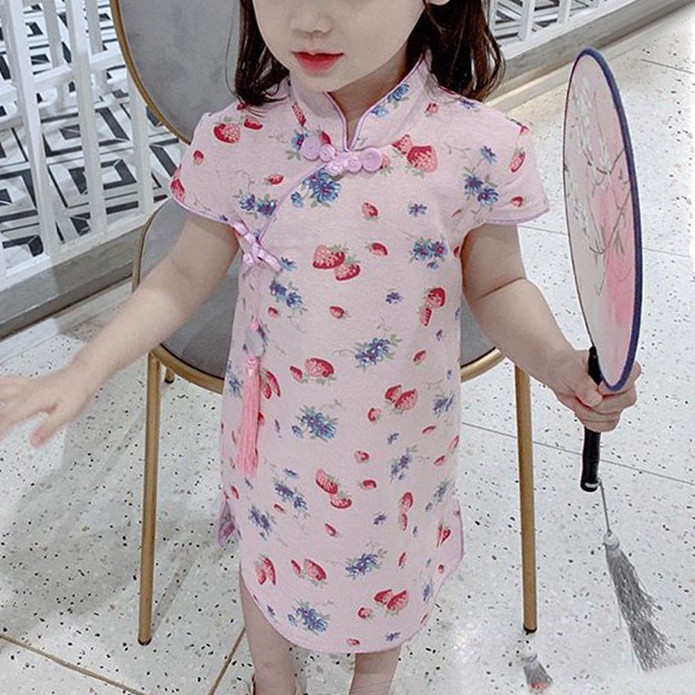 Baju Budak Perempuan Kids Girls Cheongsam Dress Short Sleeve High Neck ...