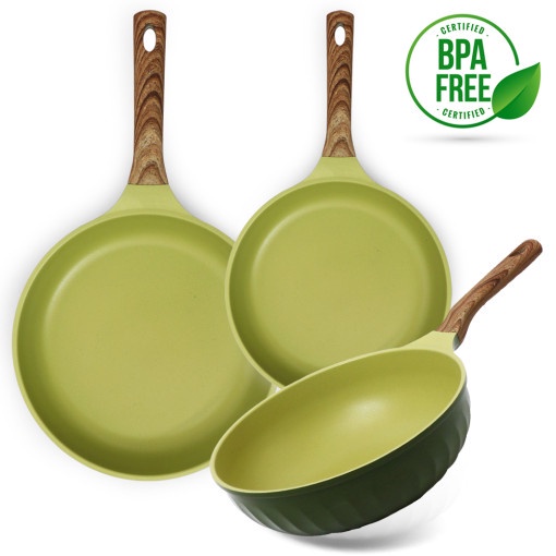 ♡BUBU♡ [Four Seasons Olive Green] IH Flying Pan Collection(Wok/Flying