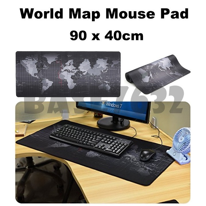 World Map Gaming Mouse Pad XXL 80x30cm Extra Large Rubber Mat Anti-Slip  Keyboard Pad for Laptop Notebook Lol for Computer