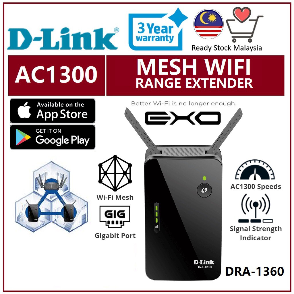 DLink Dlink AC1300 Gigabit Mesh Enabled Exo Wireless WiFi Range