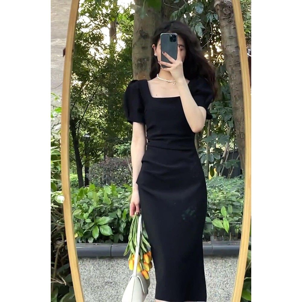Women 2022 summer new French Hepburn style high-end slim fit and thin ...