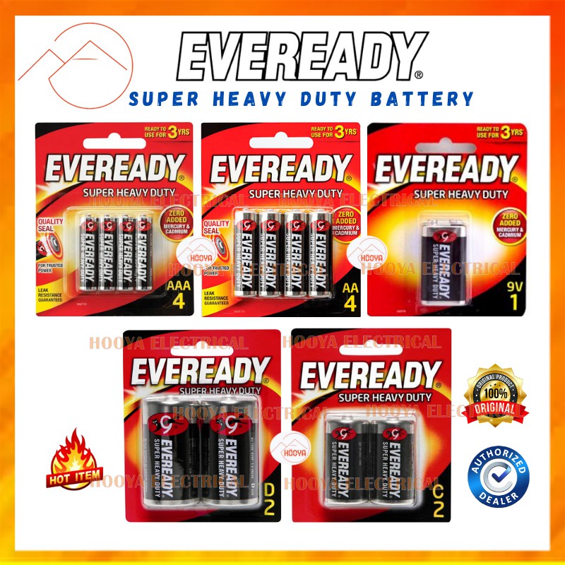 Eveready Super Heavy Duty Aaa Aa 9v C2 D2 Ready Stock Shopee