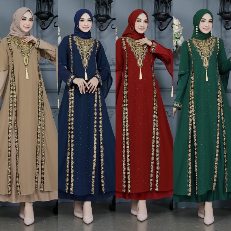 Rina BUSANA Latest Turkey Abaya Gamis Maroon Color Abaya Gamis