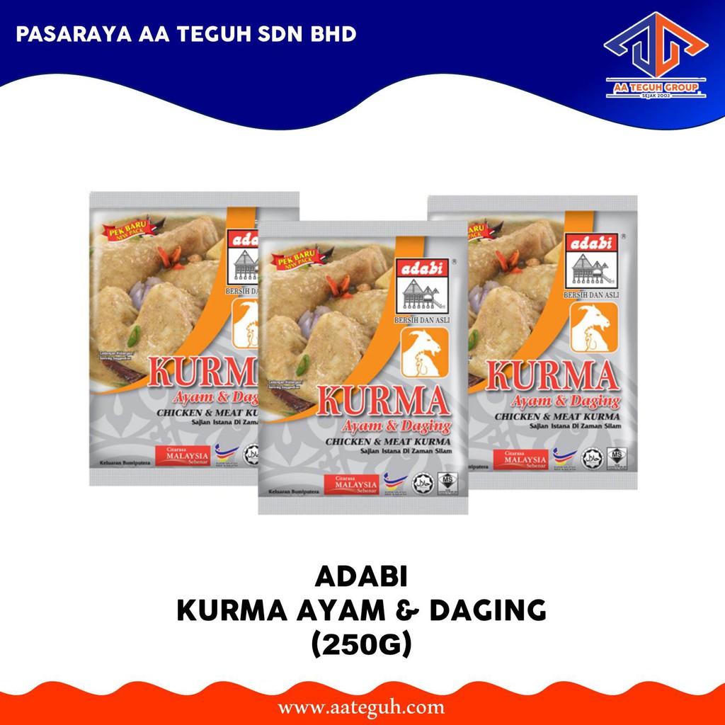 Adabi Rempah Kurma Ayam And Daging Chicken And Meat Kurma Powder 250g