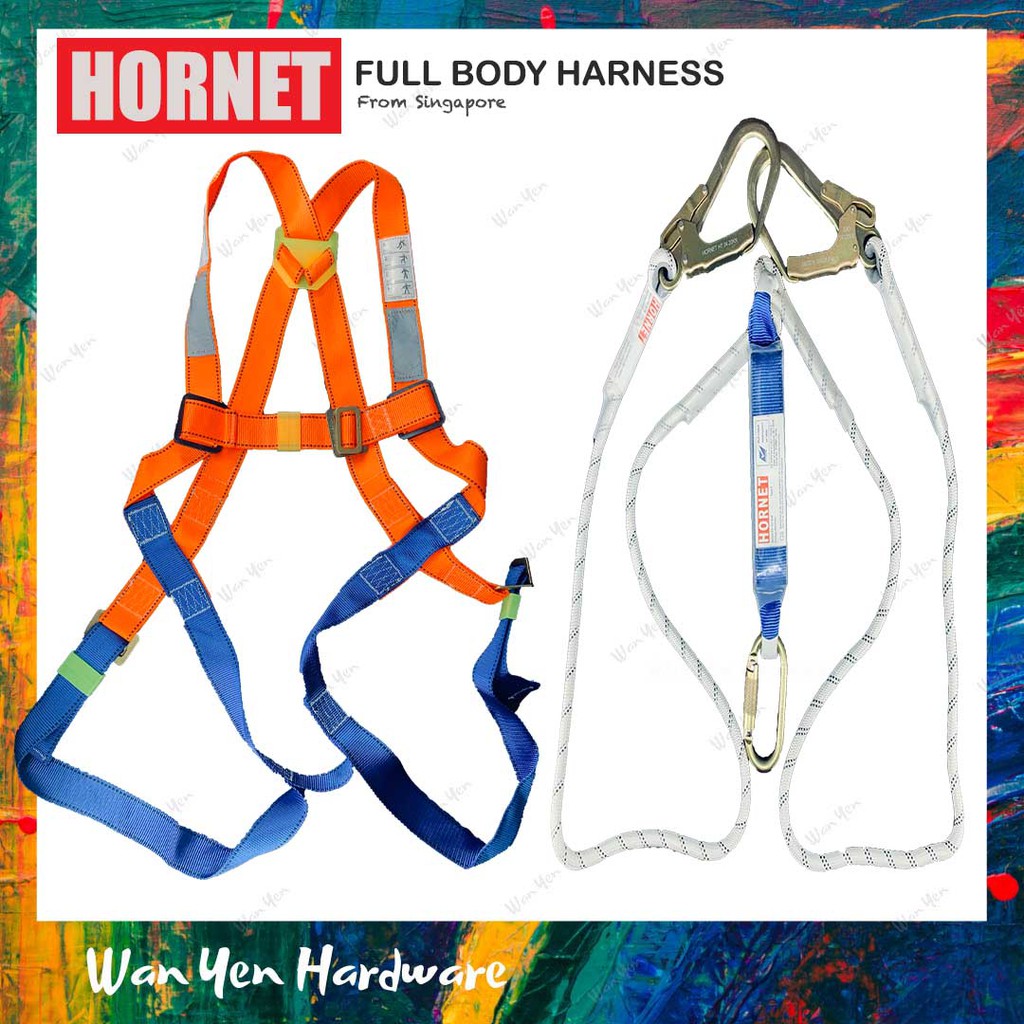 SAFETY FULL BODY HARNESS FALL PROTECTION WITH POLYAMIDE LANYARD