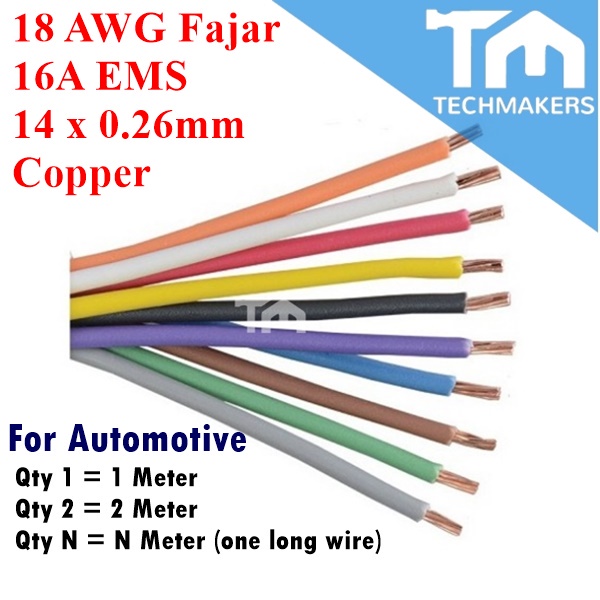 Wire 1 to 30 Meter 14/0.26mm 18AWG 16A 100% Copper Car Auto Automotive Multi-Strand Hook Hookup Jumper PVC Cable