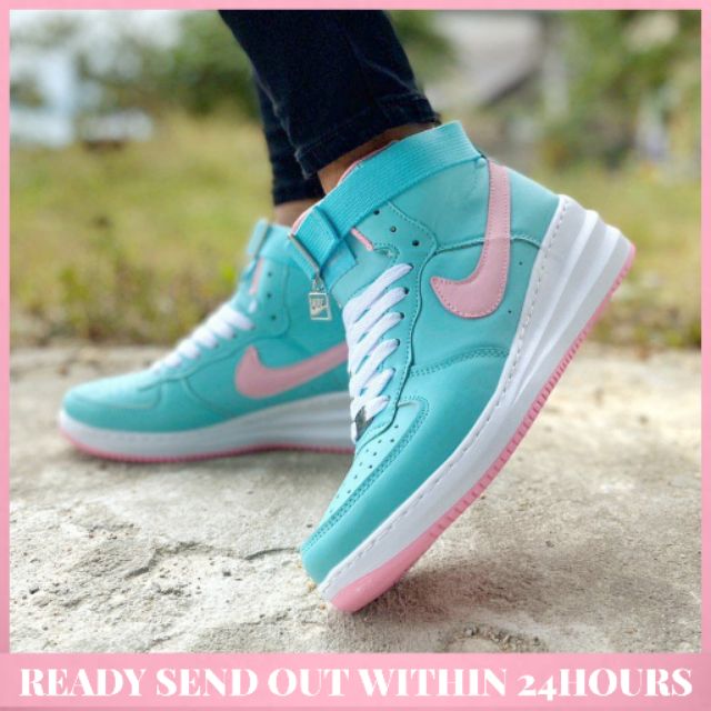 Turquoise air force ones high clearance top