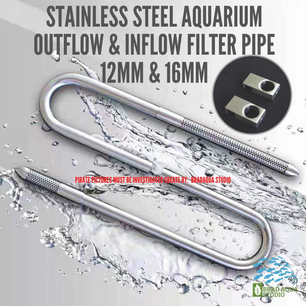 AQUARIUM Stainless Steel Aquarium Outflow & Inflow Filter Pipe 12mm ...