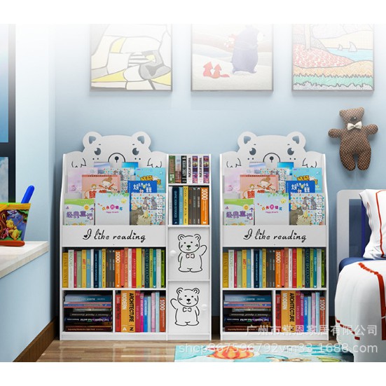 Wood-Plastic Cute Cartoon Children Kid Book Rack Bookshelf | Shopee ...
