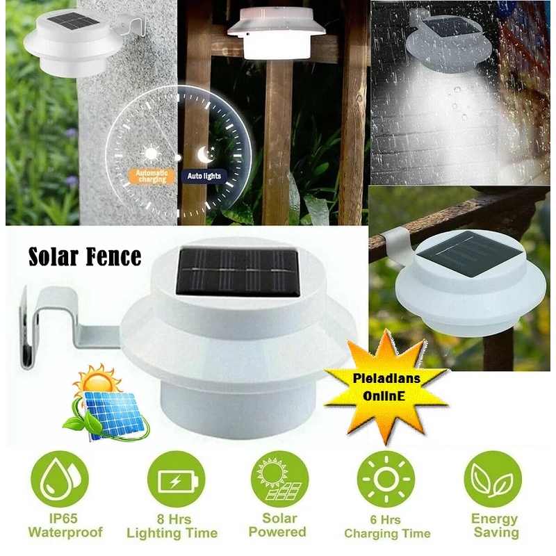 HOMIEE Solar Power Fence Gutter Lamp 3 Led Flash Bulb Light Garden ...