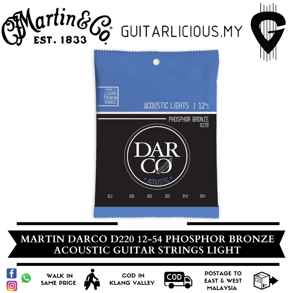 Martin Darco D220 Phosphor Bronze Acoustic Guitar Strings Extra Light