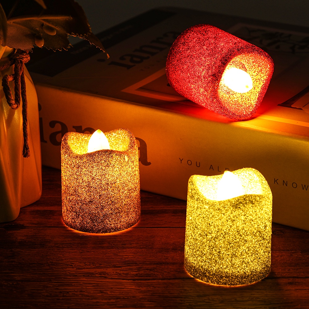 LED Battery Powered Wave Glitter Candle Light/Flickering Electronic Flameless Candle Lamp