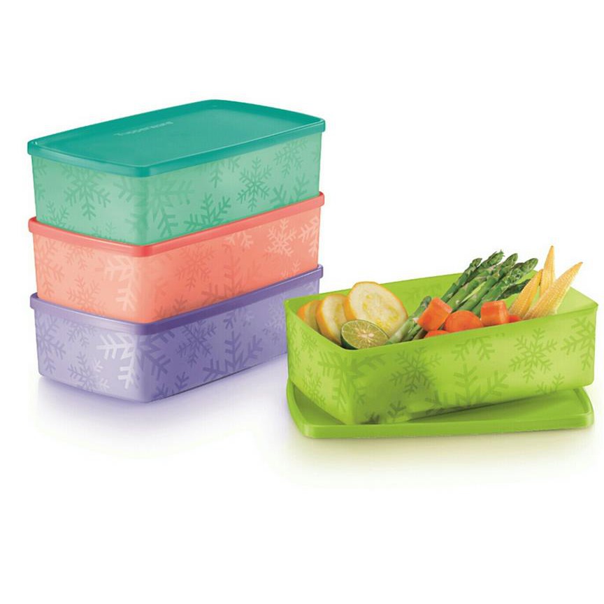 (1set)Tupperware Snowflake Double Square Round 1.3L (4pcs) | Shopee ...
