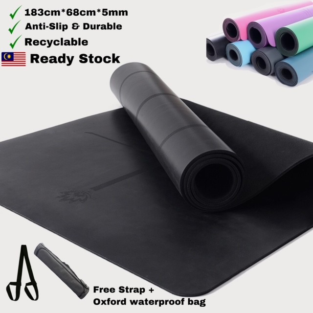 [Fitty Witty] Natural Rubber PU Premium Yoga Mat 183cm68cm5mm AntiSlip