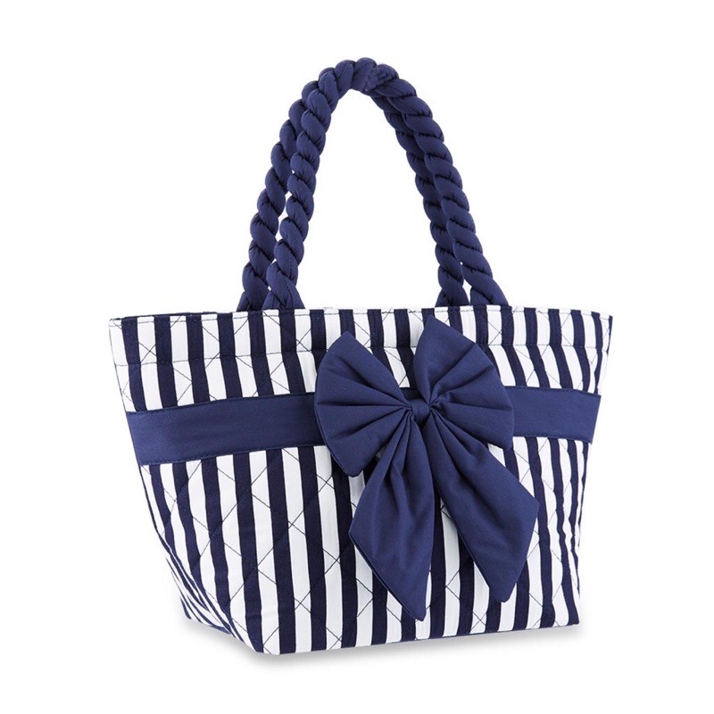 NaRaYa Satin Quilted with Bow Travel Bag (Navy): Handbags