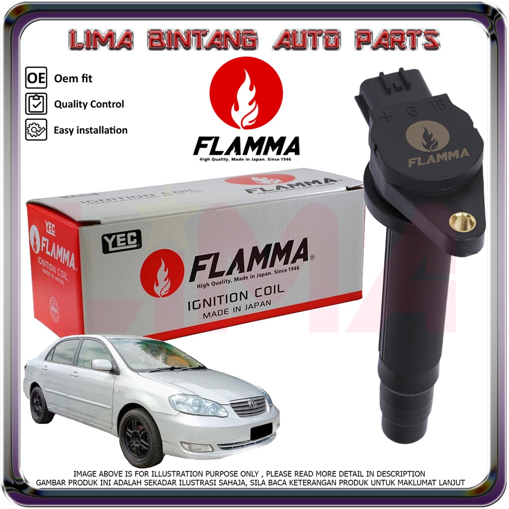Toyota Corolla Altis ZZE121 ZZE122 Ignition Coils , Plug Coil YEC Flamma *Original* 1.6 3ZZFE