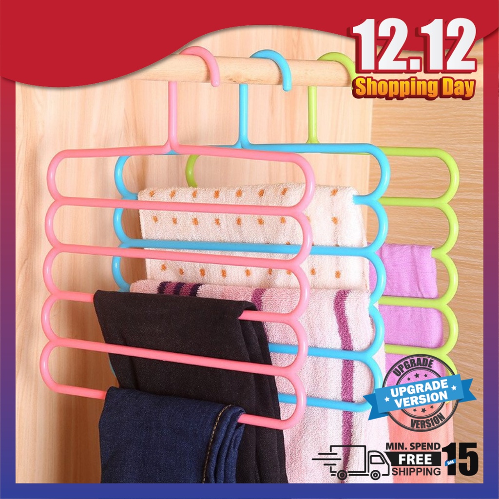[READY STOCK] 5 Layer Pants Rack Clothes Hanger Towel Scarf Tie Clothes
