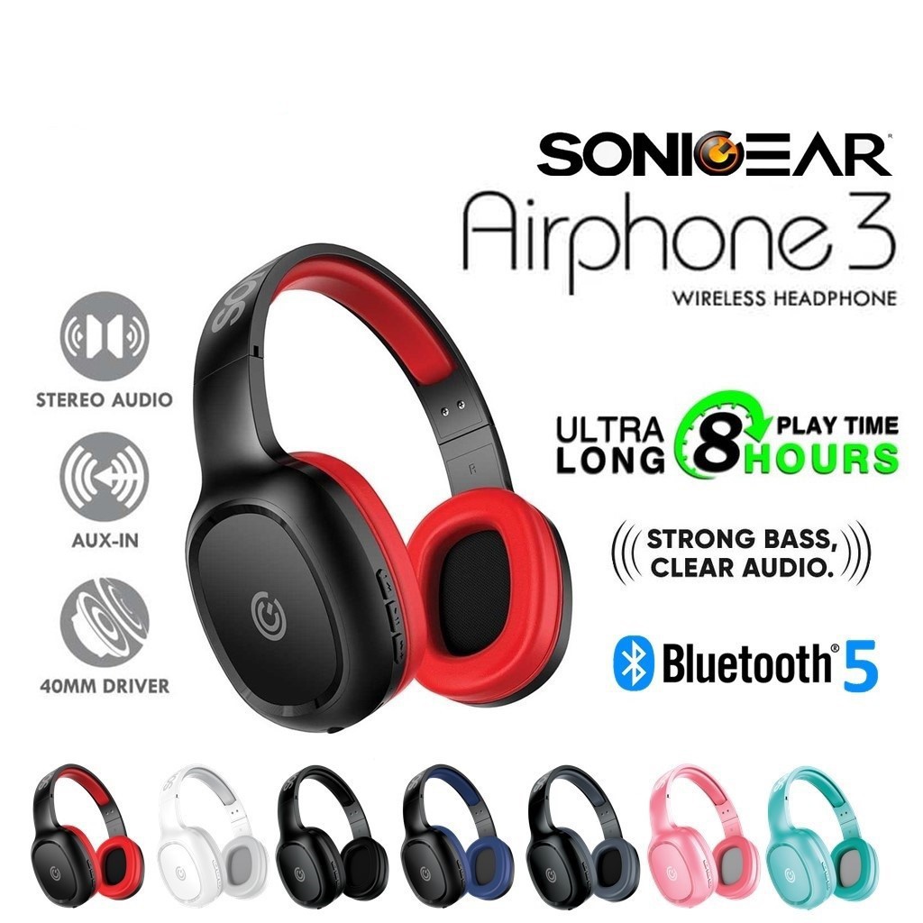 SonicGear AirPhone 3 Bluetooth Headphones With Mic For Smartphones and Tablets