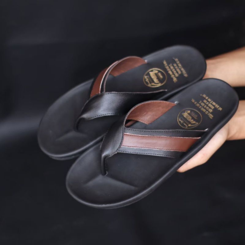 Original Genuine Leather Men s Flip flops CEVANY CEVANY KIAN BLACK