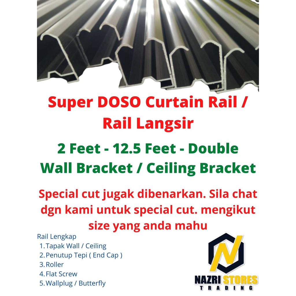 Double Rail Super DOSO Curtain Rail Curtain Track Rail Langsir