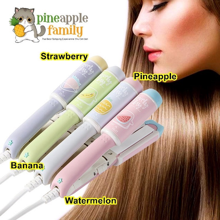 Korea fruits style 2 in 1 Mini Hair Straightener Travel Flat Iron