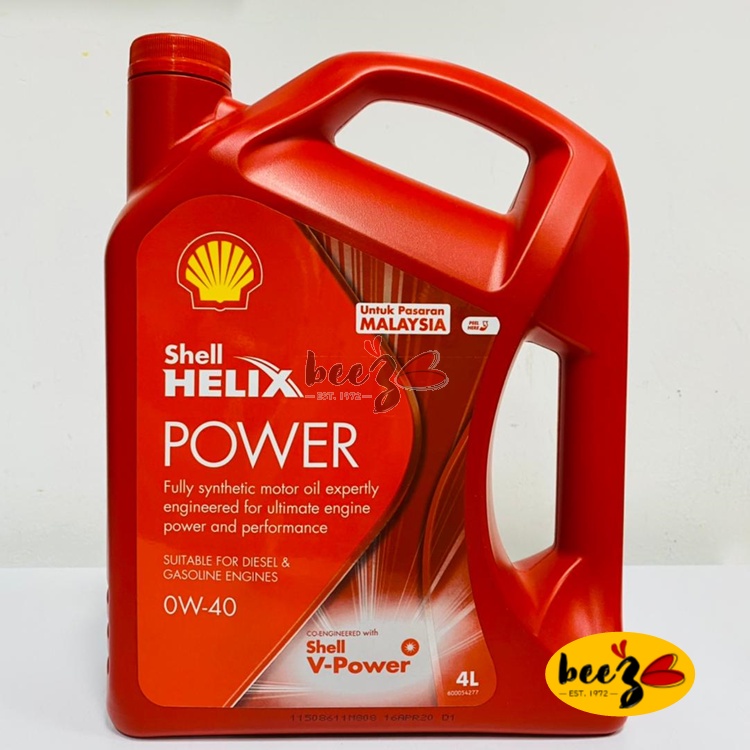 SHELL HELIX Power 0W-40 Fully Synthetic Engine Oil (4L) | Shopee Malaysia