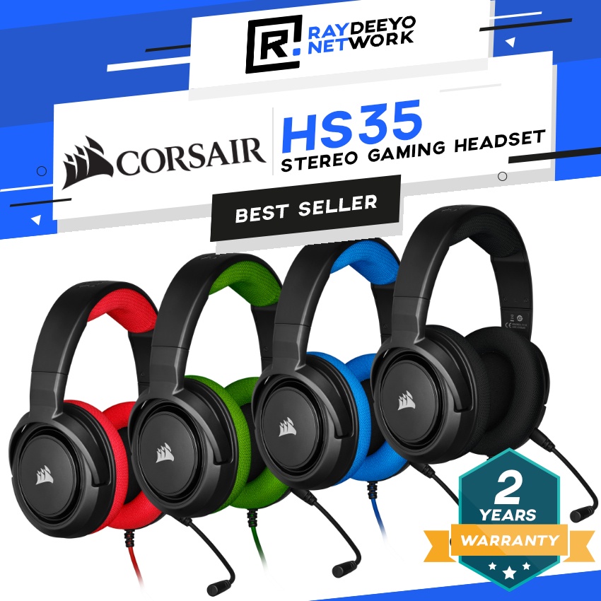 Corsair HS35 Gaming Headset Red Blue Green Carbon High Quality