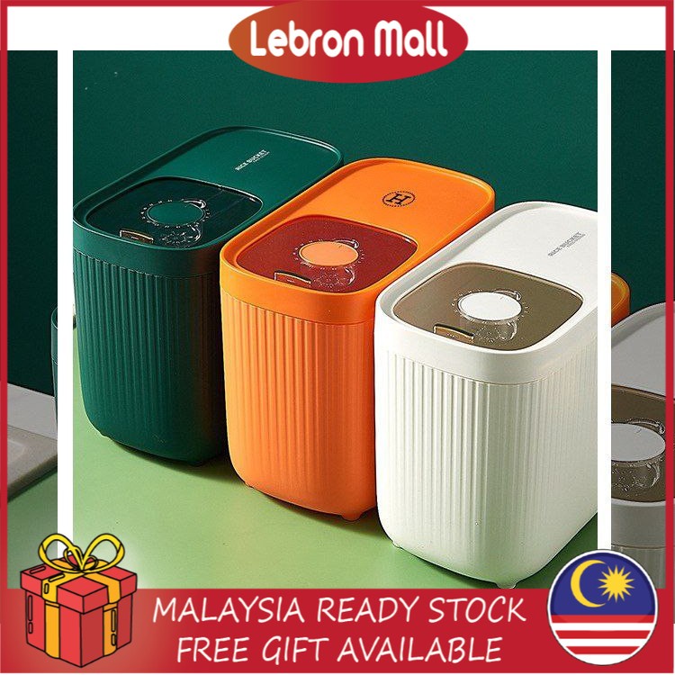 LEBRON 10kg Rice Storage Box Grain Cereal Dispenser Bucket Flip Lid ...