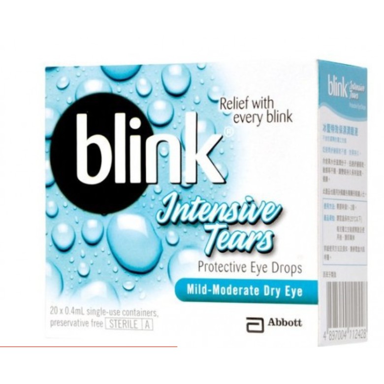 BLINK INTENSIVE TEARS 0.4mLper unit dose preservative free 20 units per