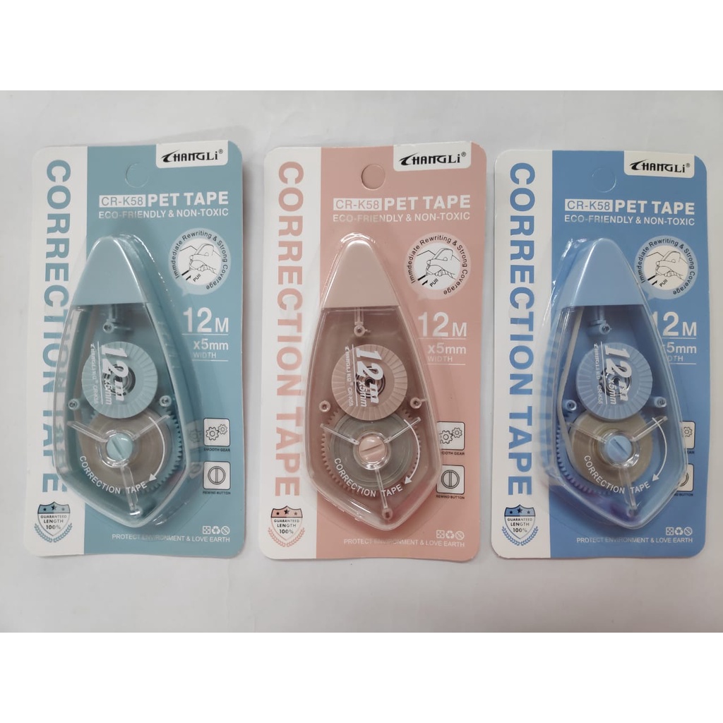 Correction Tape Pet Tape EcoFriendly & NonToxic 12M x 5mm 修正带 (CRK58) Shopee Malaysia