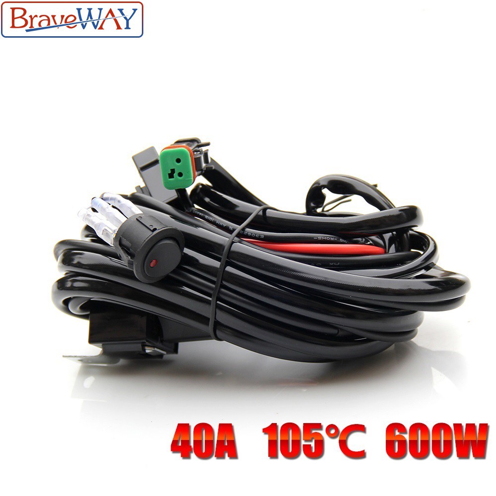 BraveWay Light Bar Wiring Harness Wire Cable Relay 3 Meter for UAZ