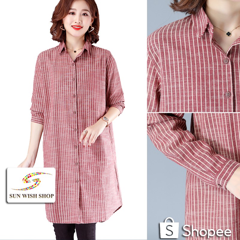 🌞SUNWISH🌞 SWSB1 Korean Thick Matt Cotton Blouse Labuh Loose Large Size ...