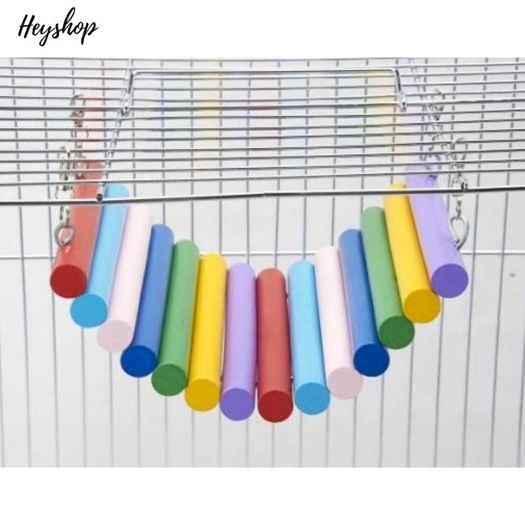 Small Animal Rainbow Bridge Carno Colourful Wooden Hanging Swing Rope ...