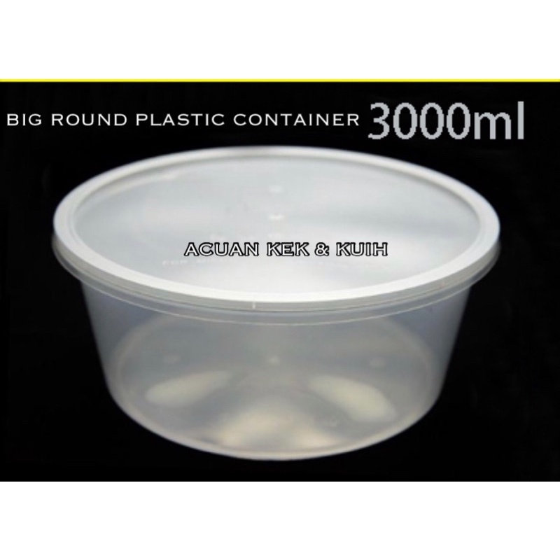 C3000 Disposible Plastic Big Round Container With Lid Shopee Malaysia