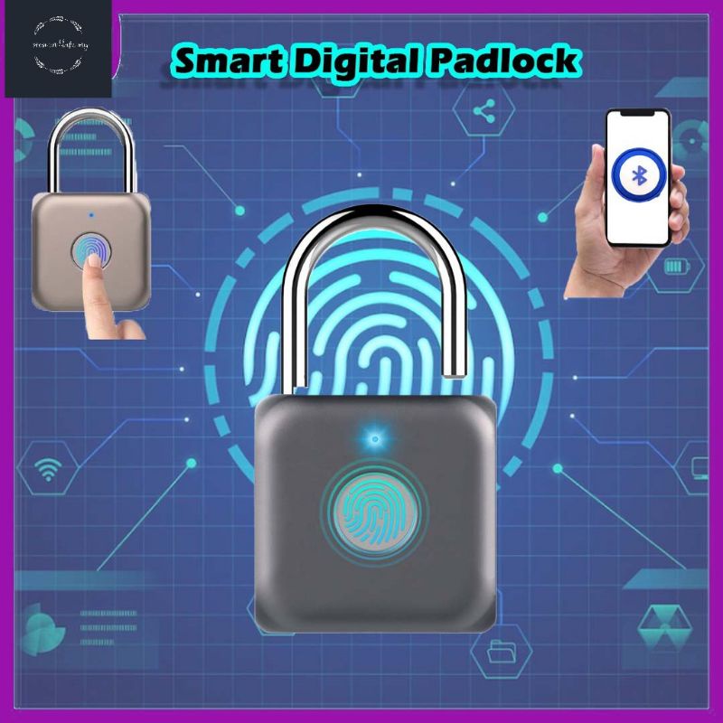 Digital Padlock USB Rechargeable Smart Fingerprint Lock Thumbprint ...