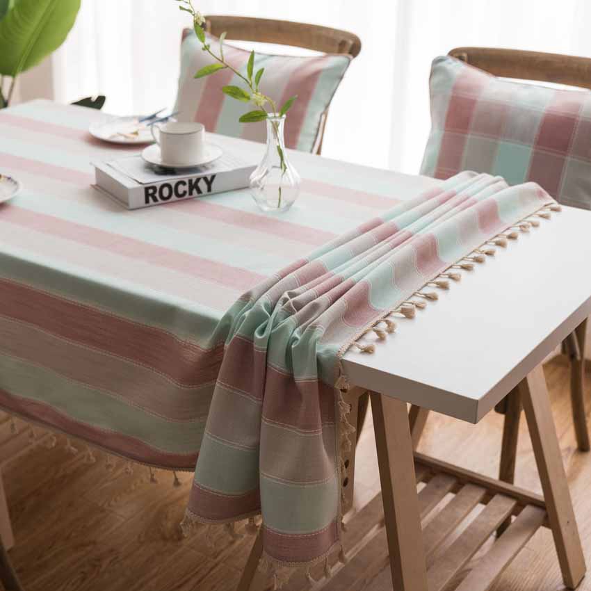 Stripe Table Cloth Cover Dustproof Adiabatic Decor Writing Desk Bedside ...