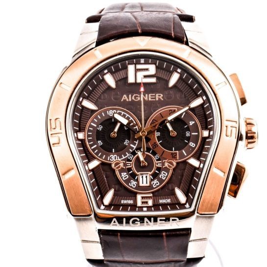 Aign r Pal rmo Men s Watch Leather Chronograph Brown Dial