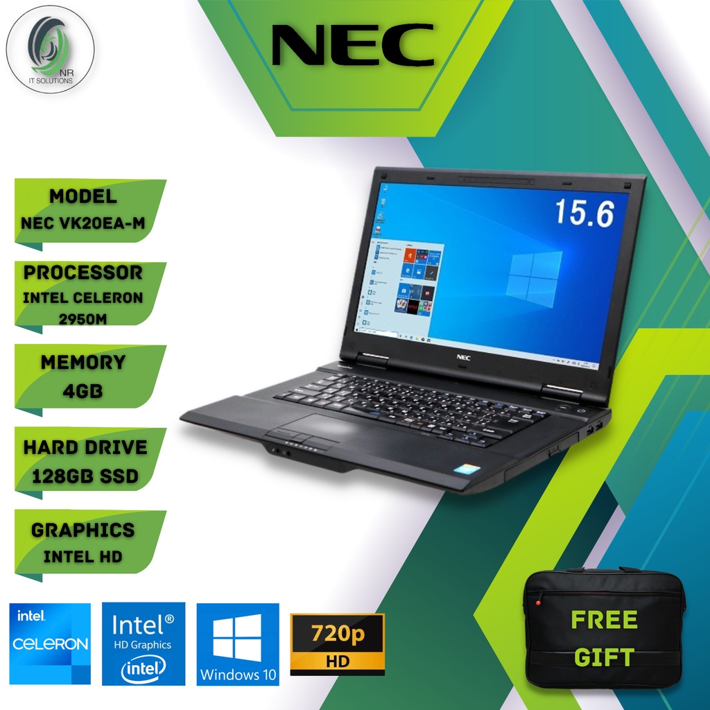 NEC VERSA PRO VK20EA-M Intel Celeron 2950m/4GB RAM/128GB SSD/15.6” HD ...