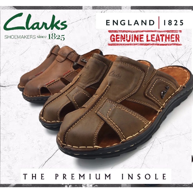 Clarks Signature Casual Closed Toe Cowhide Leather Sandals Sandal Kulit Clarks Tapak Jahit Gaya Selesa