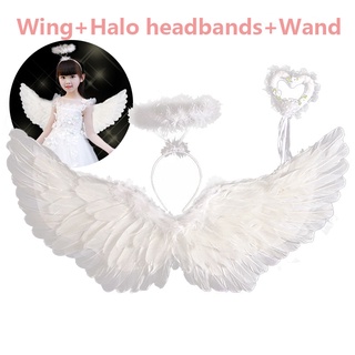 Costume Wings Cupid Halloween Costume Baby Teenager Children Kids White  Angel Wings Costume Fairy Girls Festival Party Christmas 