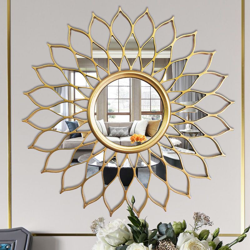 HOT DESIGN Mirror Modern Minimalist European Style Iron Wall Home Decoration 90cm x 90cm | Cermin Hiasan Dinding